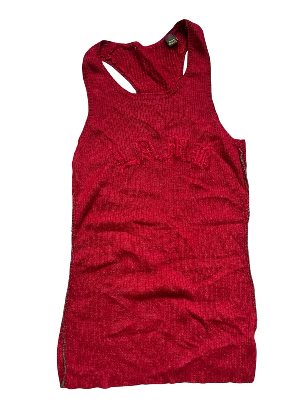 L.A.M.B. Red Ribbed Racerback Tank Top - Picture 2 of 5